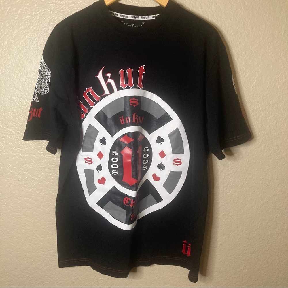 UnKut t-shirt large graphic poker chip Bold Design French streetwear Thick heavy